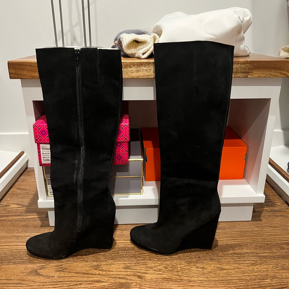 Nine West suede black knee high boots, size 7